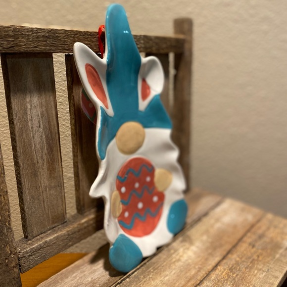 Easter Bunny Gnome Spoon Rest, Gnome Holding An Easter Egg Ceramic Spoon Rest - Picture 7 of 16